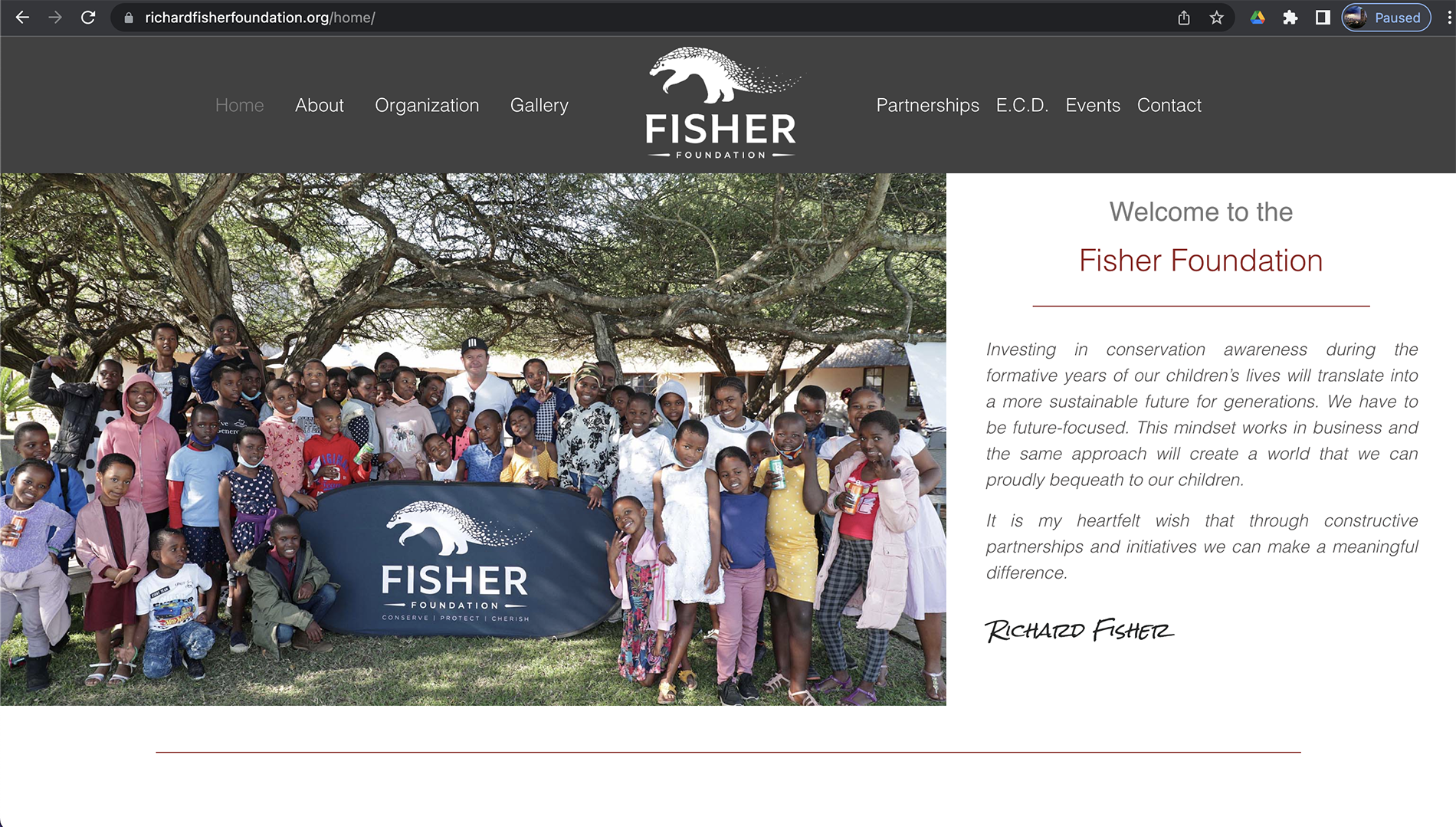 website design for fisher foundation